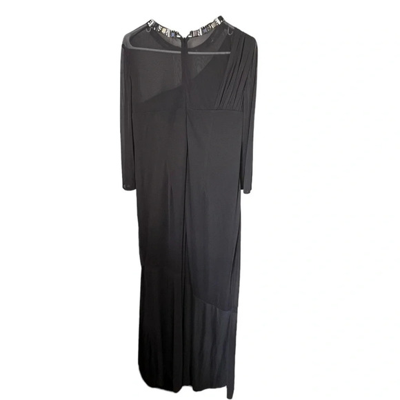 Gray Evening Gown with Rhinestone Neckline 14 - Picture 3 of 8